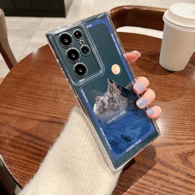 Для Samsung S25 S24 S22 Ultra Plus S23 S21 S20 Fe A55 A54 A53 A52 A35 A34 A33 A25 A15 A14 5g Snow Mountain Sunset Hill противоударный силиконовый чехол