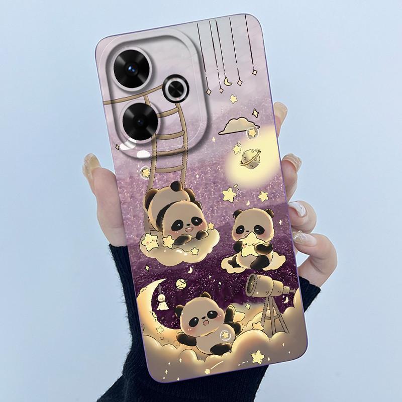 Case For Xiaomi Poco M6 4G Redmi 13 4G 13 5G Cute Panda Sweet Girls Cats Silicone Soft Back Cover Bumper Slim Protective Casing