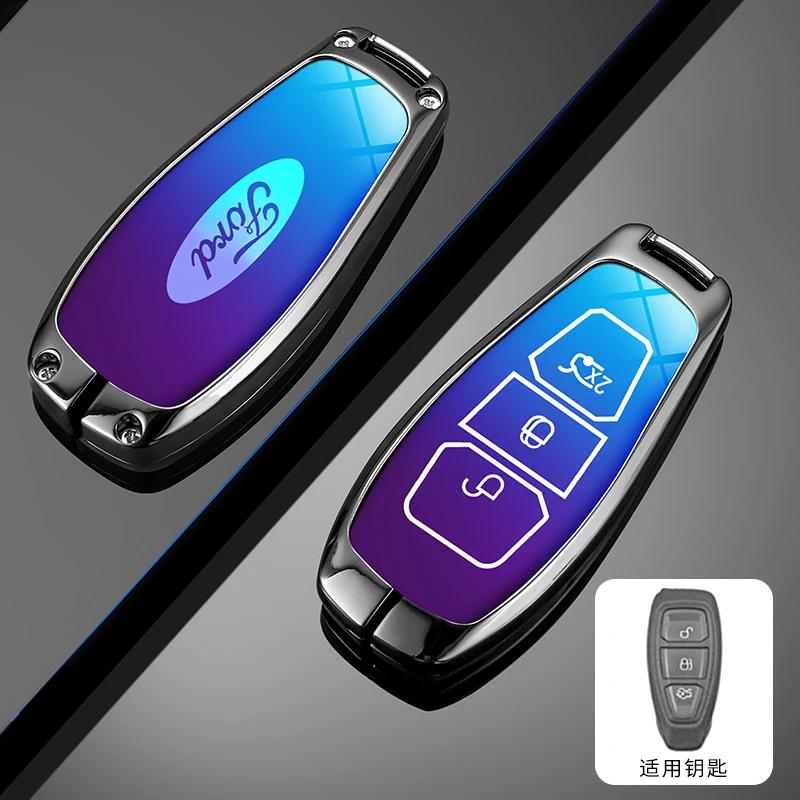 Car Sticker Hot For Ford New Leather Car Remote Key Case Keychain Accessories Holder for Ford ST Line Fiesta Focus Mondeo Ecospo