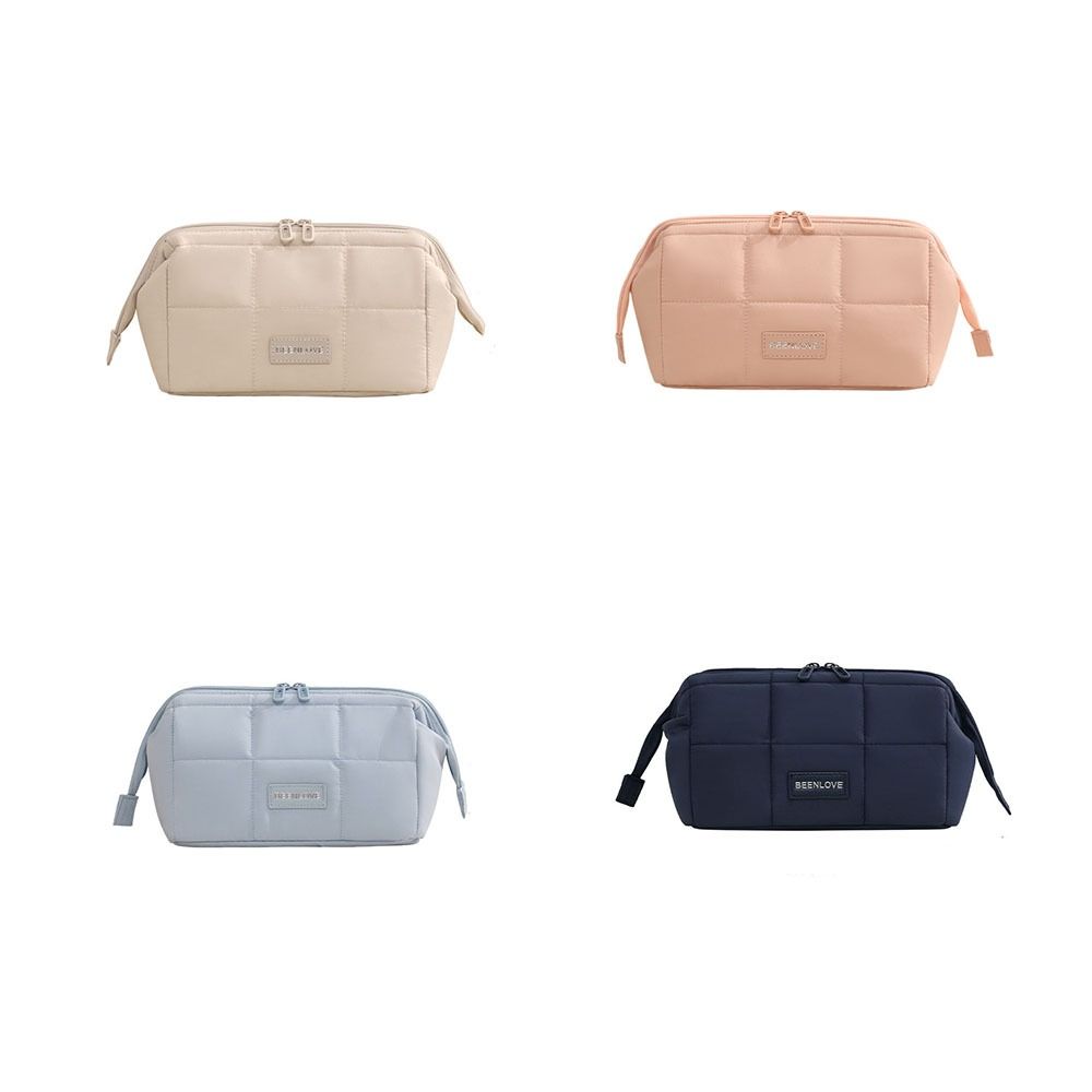 Wide-open Women Cosmetic Bag Puffy Padded Handheld Makeup Organizer Multifunction Large Capacity Toiletry Storage Bag Outdoor