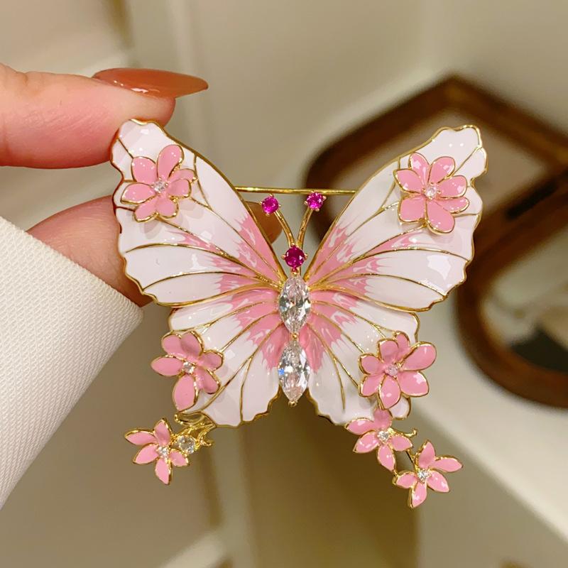 ZX Enamel Painting Butterfly Brooch Personality Advanced Flower Versatile Fashion Pin Clothing Accessories Accessories Skirt