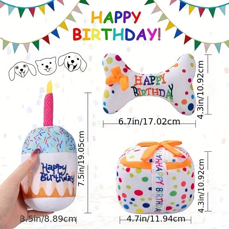 Cat and Dog Pet Birthday Cake Gift Box Chewing Teeth Toy Puppy Plush Voice To Relieve Boredom Doll