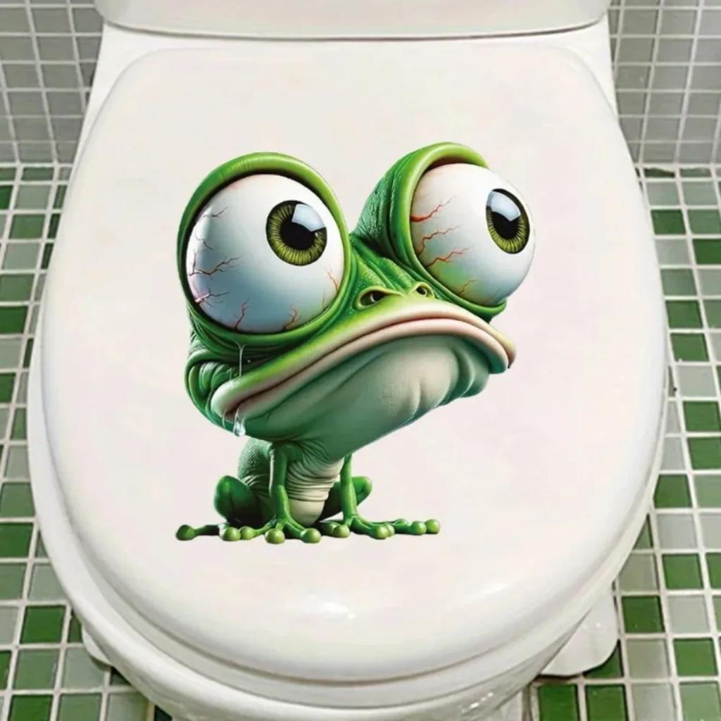 1 шт. Мультяшная наклейка на унитаз с лягушкой, самоклеящаяся, водонепроницаемая, съемная, смешная наклейка для ванной комнаты, украшение для автомобильного туалета, аксессуары для туалета