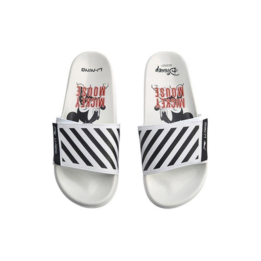 Disney X Li Ning Trendy Silent Anti-Wear Slide Sandals Men Footwear White AGAQ023-5