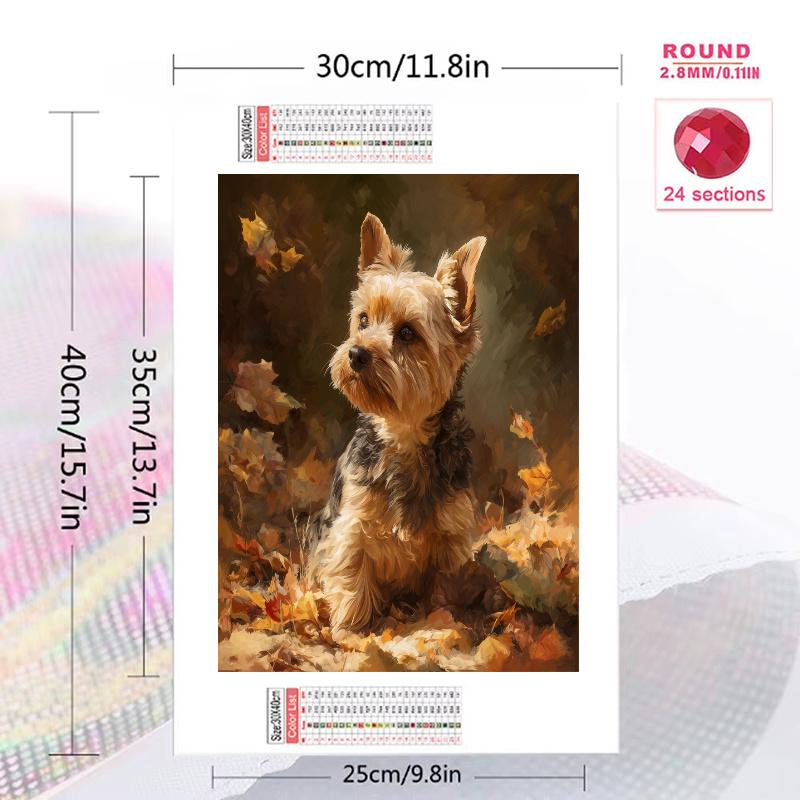 Yorkshire Terrier Pattern 3pcs 100% Round Full Drill 5D DIY Diamond Painting Embroidery Cross Stitch Rhinestone Décor