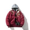 Mens Oversized Bomber Jacket With Embroidered Letters Casual Sporty Outerwear Fall