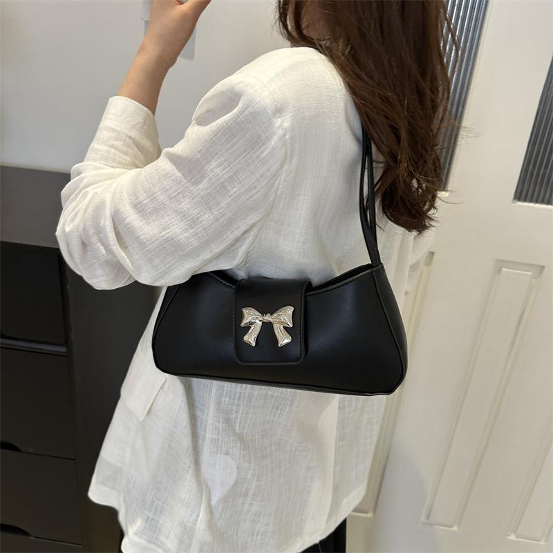 Простая и модная сумка через плечо с бантом и нежной текстурой для женщин на весну и лето, новая сумка через подмышку, сумка-полумесяц