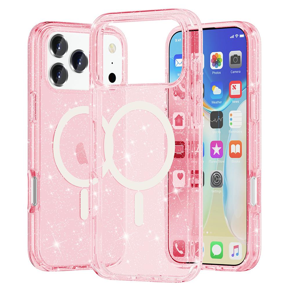For iPhone 17 Pro Case Compatible with MagSafe Glitter Powder PC+TPU Phone Cover