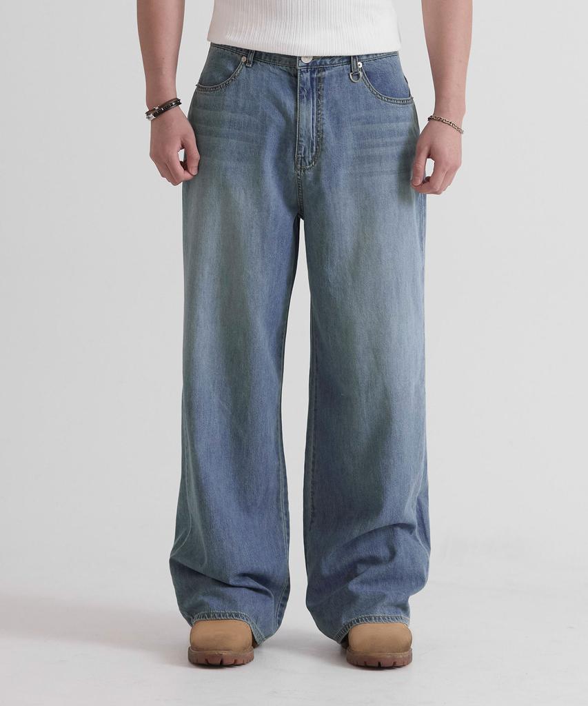 MINIMALCODE True Wide Stone Washed Denim Mid Blue