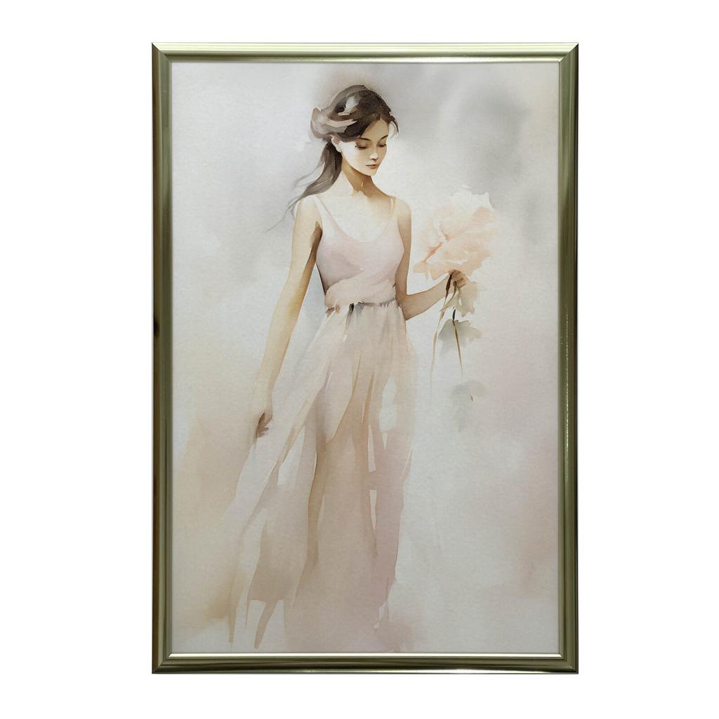 Piękna Kobieta Z Kwiatami Piękna Kobieta Z Kwiatami, 30X40 Cm, Rama Drewniana Ciemny Brąz, Papier Matowy 230 Gsm