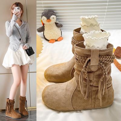 2025 Новые стильные ботильоны Meila, Ретро и универсальные, Ботинки-слоучи.