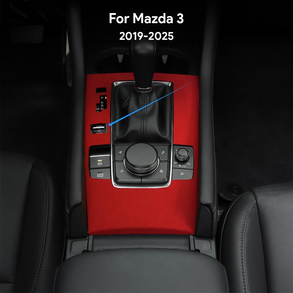 Top Suede Trim Sticker For Mazda 3 Axela BP 2019 2020 2021 2022 2023 2024 2025 Car Automatic Gear Shift Panel With Sports Button sqmhc03