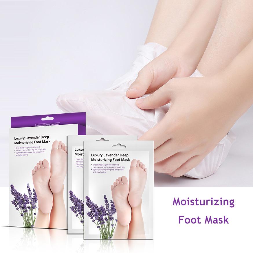 Rose & Olive Oil Foot Mask with Lavender, Deep Nourishing Moisturizing Exfoliating Foot Peel Socks