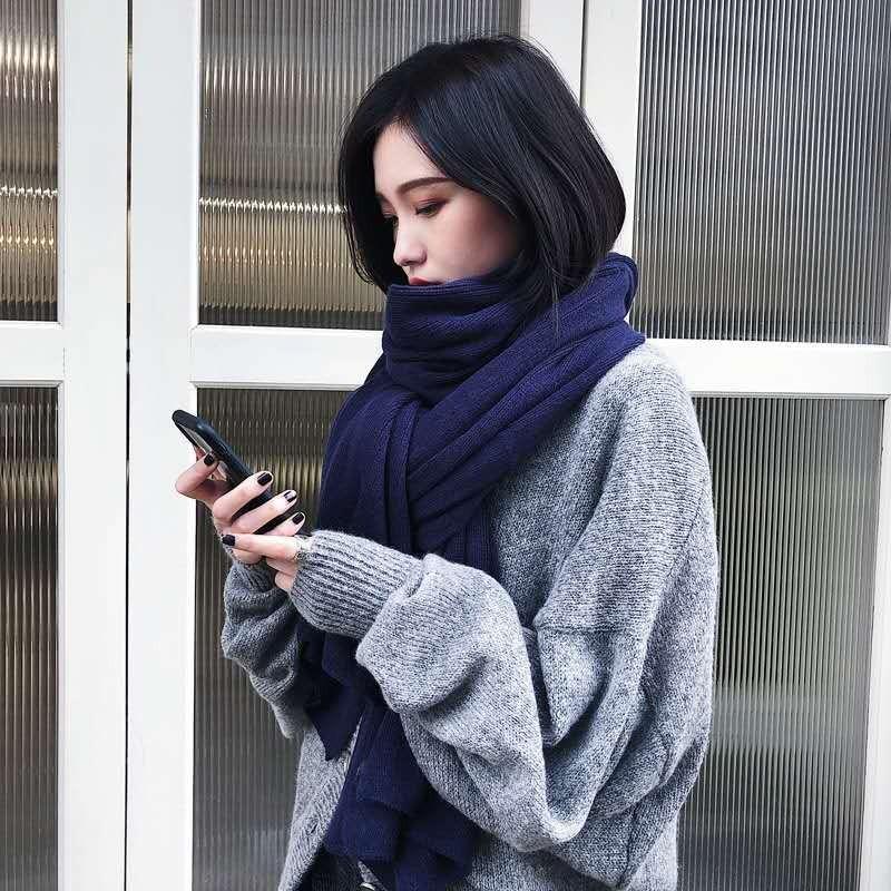 Women's Solid Color Thick Warm Student Couple Scarf New Autumn Winter Female Imitation Cashmere Versatile Scarfs