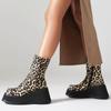 Women Leopard Platform Ankle Boots Fashion Wedges High Heels Shoes Winter 2025 Trend Designer New Pumps Goth Chelsea Botas Mujer