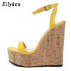 Модные Eilyken Новые Модные Платформенные Тапочки Женские Сандалии Уличный Стиль Высокие Каблуки Ремешок с Пряжкой Женская Летняя Обувь Размер 35-40