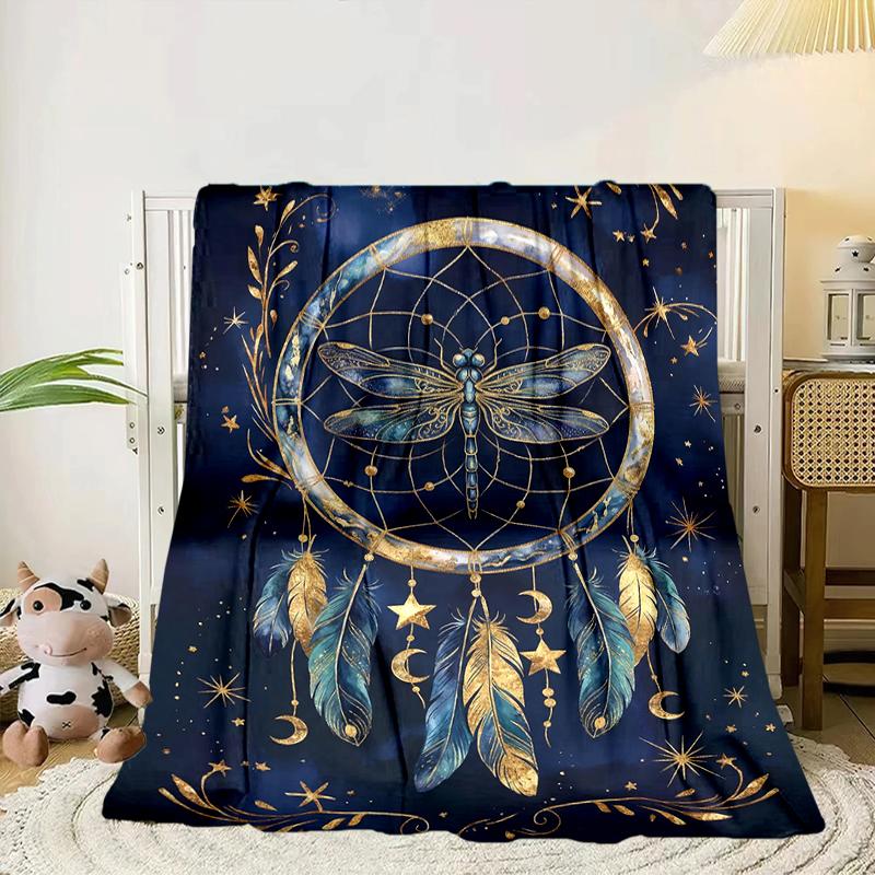 Dreamcatcher Dragonfly Music Feathers Blanket Flannel Blanket Throw Blanket Sofa Cover Blanket Soft Premium Blanket Picnic Blanket Tv Blanket Gifts