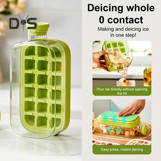 Лоток для льда с крышкой, эффективная форма для приготовления льда для морозильника, легкое извлечение, бесконтактная заливка кубиков льда для напитков, кофе, коктейлей