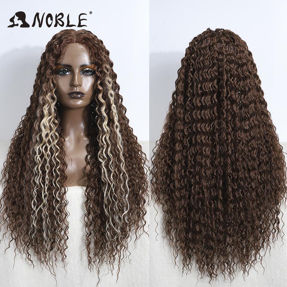 Noble Cosplay Wig Synthetic Lace Part Wig Long Curly 31Inch Cosplay Wig Blonde Ombre Lace Wig for Black Women Synthetic Lace Wig