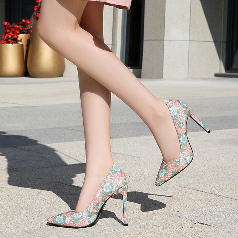 Women 2023 New Office High Heel Shoes Work Fashion Banquet Catwalk Sexy Flowers 11cm Heel WZ