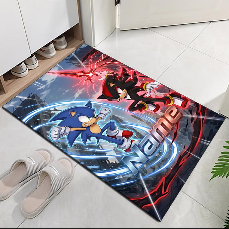 Custom Name Sonic Printed Carpet, Rug for Office Chair Living Room Bedroom Kitchen Room Decor Gifts.