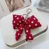 Padded Fabric Bag Pendant Polyester Backpack Handbag Decor Cute Polka Dot Bow Keychain  Gift