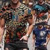 Men's Summer Casual 3D Printed Short Sleeve Round Neck Top T-shirt Blouse
