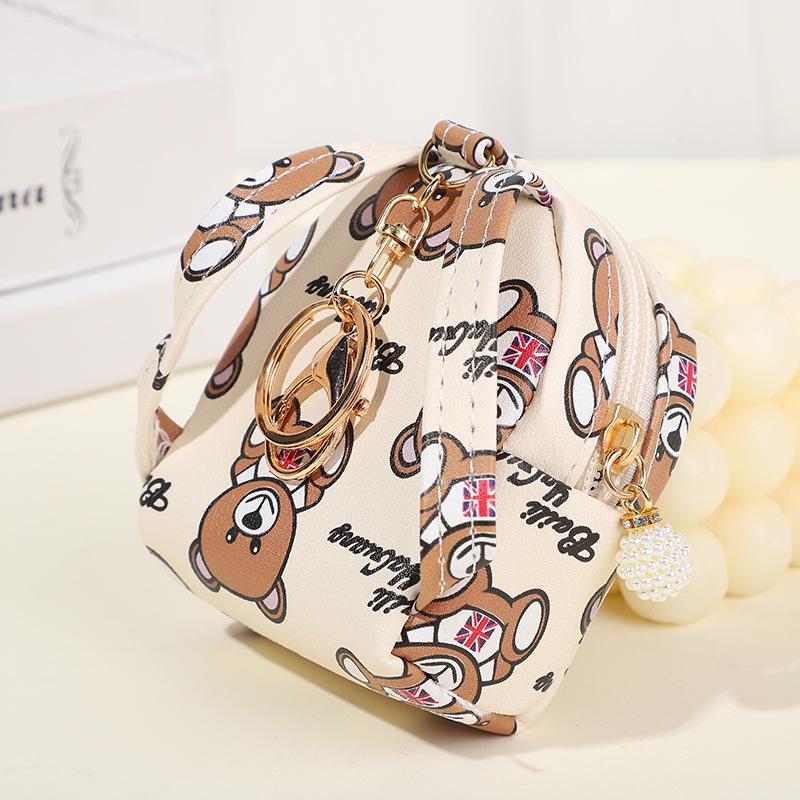 Kids' Cute Bear Mini Coin Purse: Korean Style Cartoon Schoolbag Pendant, Portable Wallet, Earphone & Key Holder