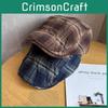 Gingham Retro Duckbill Cap Beret With Ventilation And Sun Protection Women For