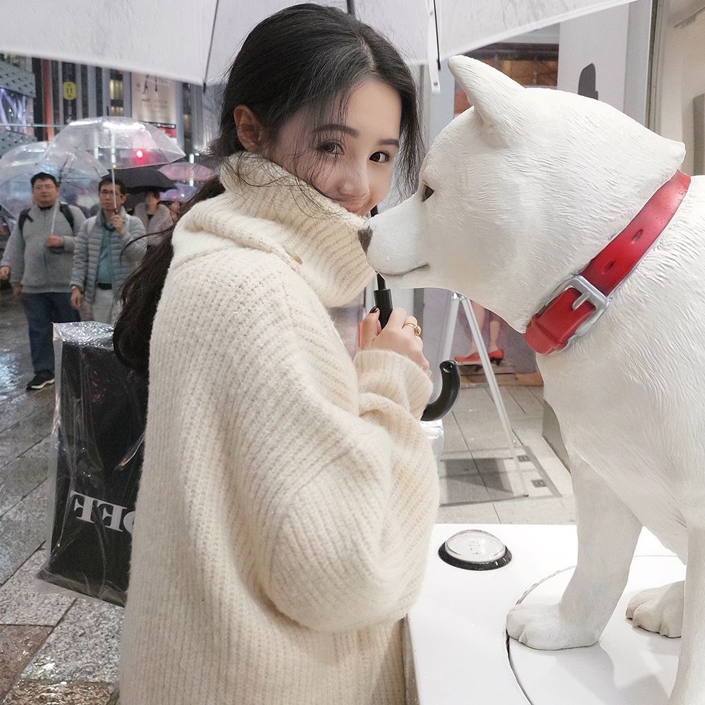 Пуловер с высоким воротом, женский осенне-зимний новый корейский свободный вязаный топ