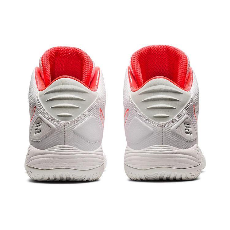 Asics Баскетбольные кроссовки Gel-Hoop V13 с круглым носком, шнуровкой, средней высоты, мужские, баскетбольные кроссовки, бело-красные, 1063A035-103