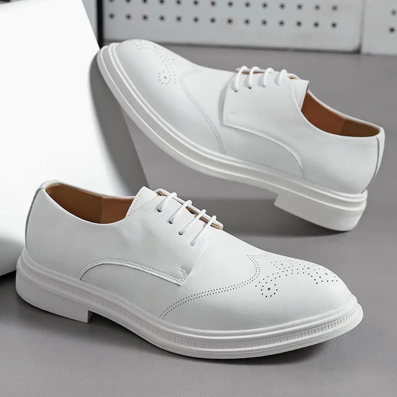 Fashion Fashion White Brogue Shoes Men British Style Designer Mens Formal Shoes Casual Oxford Shoes Man Leather Dress Shoes Plus Size 48