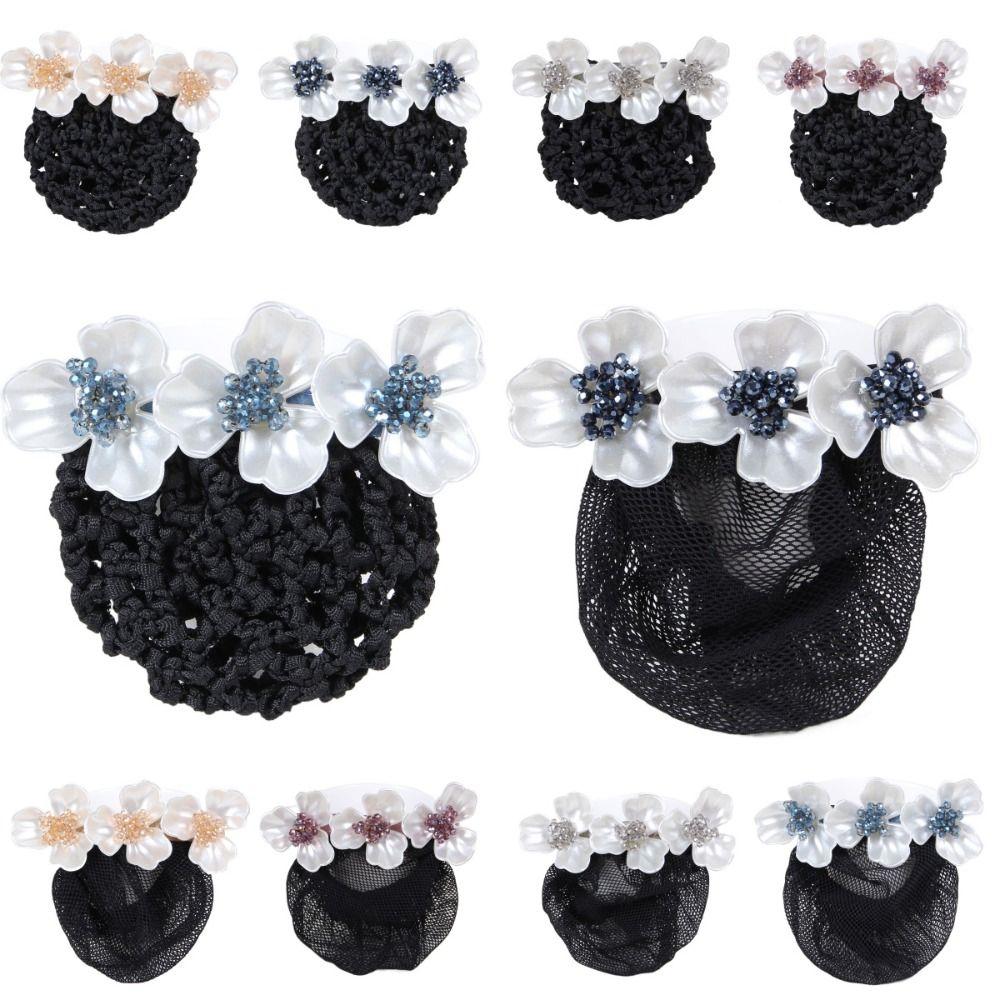 Flower Hairpin Korean Bun Snood Ponytail Clip Hairgrips Cover Net Vintage Women Spring Clip Gift