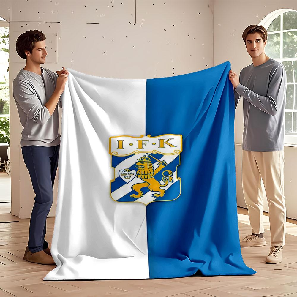 Blue and White Lion Emblem print blanket soft and cozy perfect for the living room bed sofa or a nap,gift