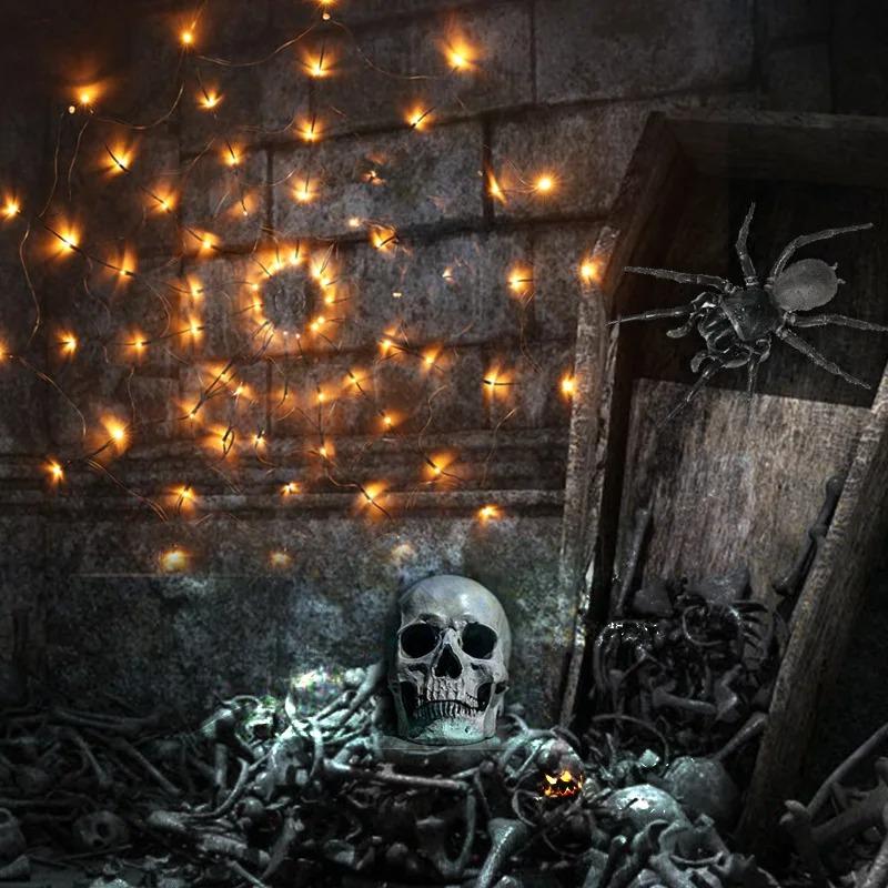 70LED Halloween Spider Web Light Gift with Battery Box 8 Modes Party Atmosphere Lamp, without Spider