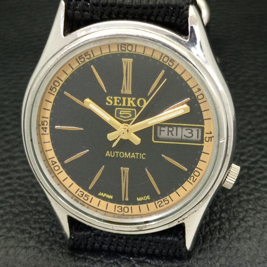 Б/У винтажные мужские часы SEIKO 5 AUTOMATIC JAPAN с черным циферблатом a435018-2 R122-a435018