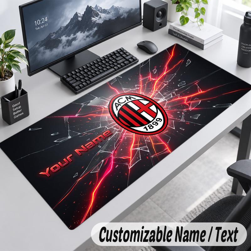Custom Name Text Mouse Pad AC Milan Personalized Desk Pad For Work And Gaming