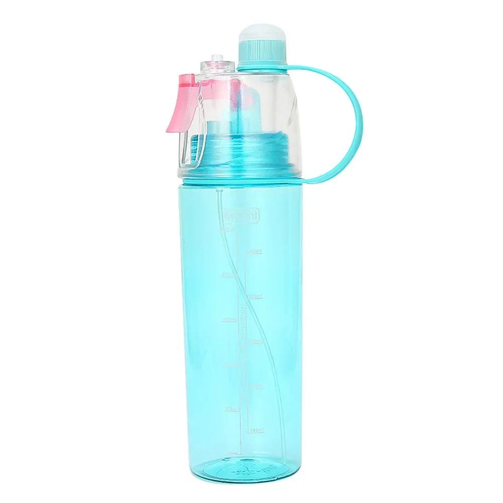 NEW 600ML Sports Spray Plastic Water Cup Outdoor Cooling Water Bottle Creative Student Gift Spray Water Cup Handy Cups Drinkware