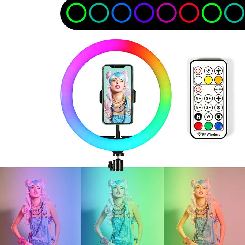 13inch RGB Led Selfie Ring Light With 0.5m 1.6m 2m Tripod Colorful 33cm Photographic Lighting With Remote Control For Youtube