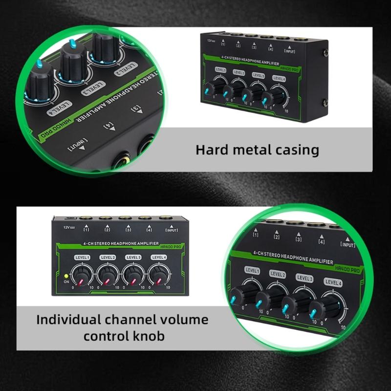 4 Channel Headphone Amplifier for Mixers Headphone Mixers Amplifier Headphone Splitter LED Headphone Amplifier Splitter