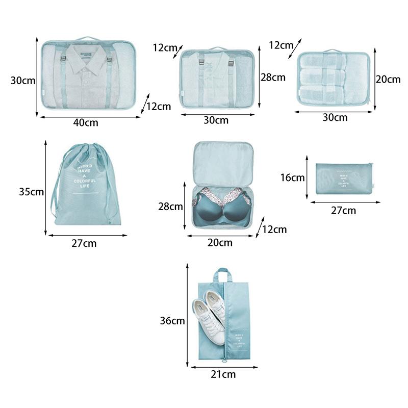 7 шт. Органайзер для путешествий большого размера, портативный органайзер для чемодана, сумка для одежды, обуви, косметики, органайзер для багажа, дорожная сумка для хранения