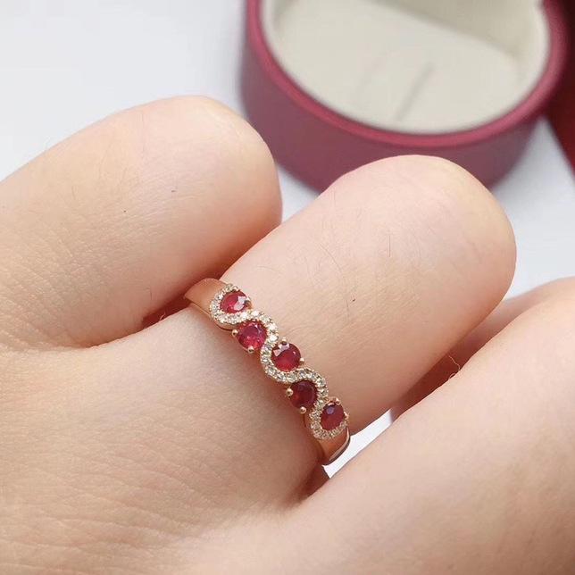Personalized Open Ring with Simulated Spinel, Sapphire, and Red Tourmaline Gemstones for Women