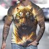 Футболка с принтом тигра в 3D для пары, мужская футболка с 3D принтом, прямая поставка, короткий рукав, футболка с круглым вырезом, модная повседневная брендовая футболка