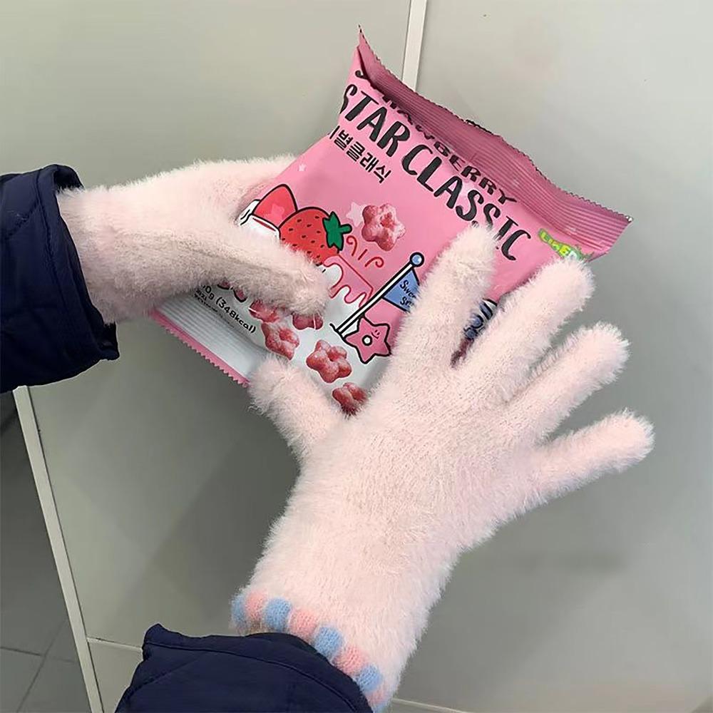 Elastic Fleece Women's Gloves Korean Style Ski Mittens Mink Velvet Gloves For Girls Winter