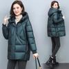 Casual Thick Medium To Long Hooded Coat for Women  Autumn Winter Loose Fashionable Versatile and Warm Cotton Jacket