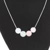 Stones and Minerals. Necklace 4 Pearls Rose Quartz + Moonstone 8 Mm Stainless Steel Chain.