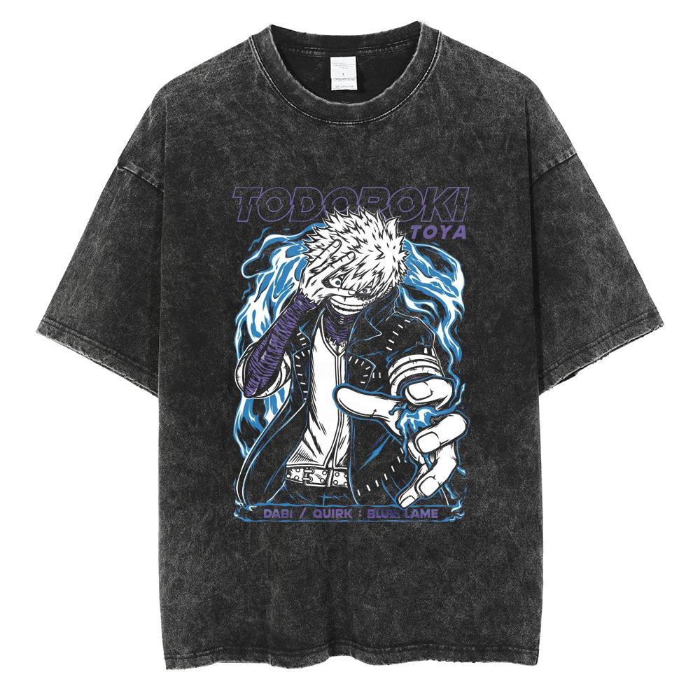 Hot Anime My Hero Academia Midoriya Izuku Deku Graphic Tee Men Manga Washed Cotton Tshirts Casual Tshirt Harajuku Male T Shirt