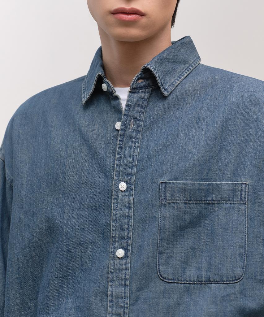 MUSINSA STANDARD Oversized Denim Shirt [Medium Indigo]
