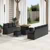 10-piece Garden Sofa Set with Cushions Black 3364434