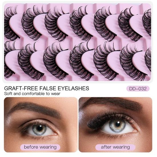 10 Pairs False Eyelashes Russian Strip Lashes Extension Faux Cils Naturel Eyelash Extension D Curl Strip Lashes Makeup Beauty Magnetic Eyelashes